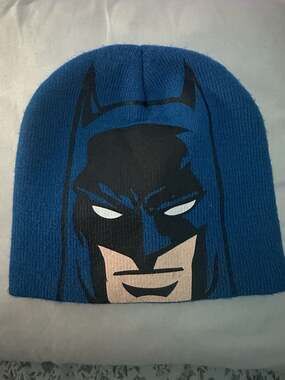 DC Comics Batman Facial Beanie Hat Blue and Black